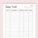 Savings Tracker Printable - Pink