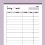 Savings Tracker Printable - Purple