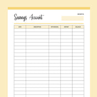 Savings Tracker Printable - Yellow