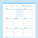 Self Care Checklist Editable - Dark Blue