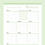 Self Care Checklist Editable - Green