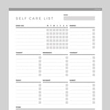 Self Care Checklist Editable - Grey