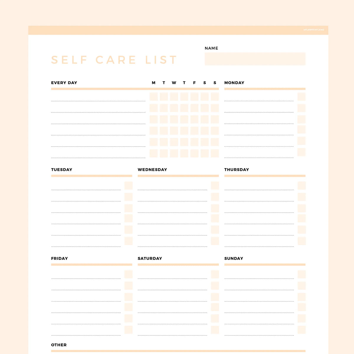 Self Care Checklist Editable | Instant Download Fillable PDF | A4 and ...