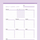 Self Care Checklist Editable - Purple