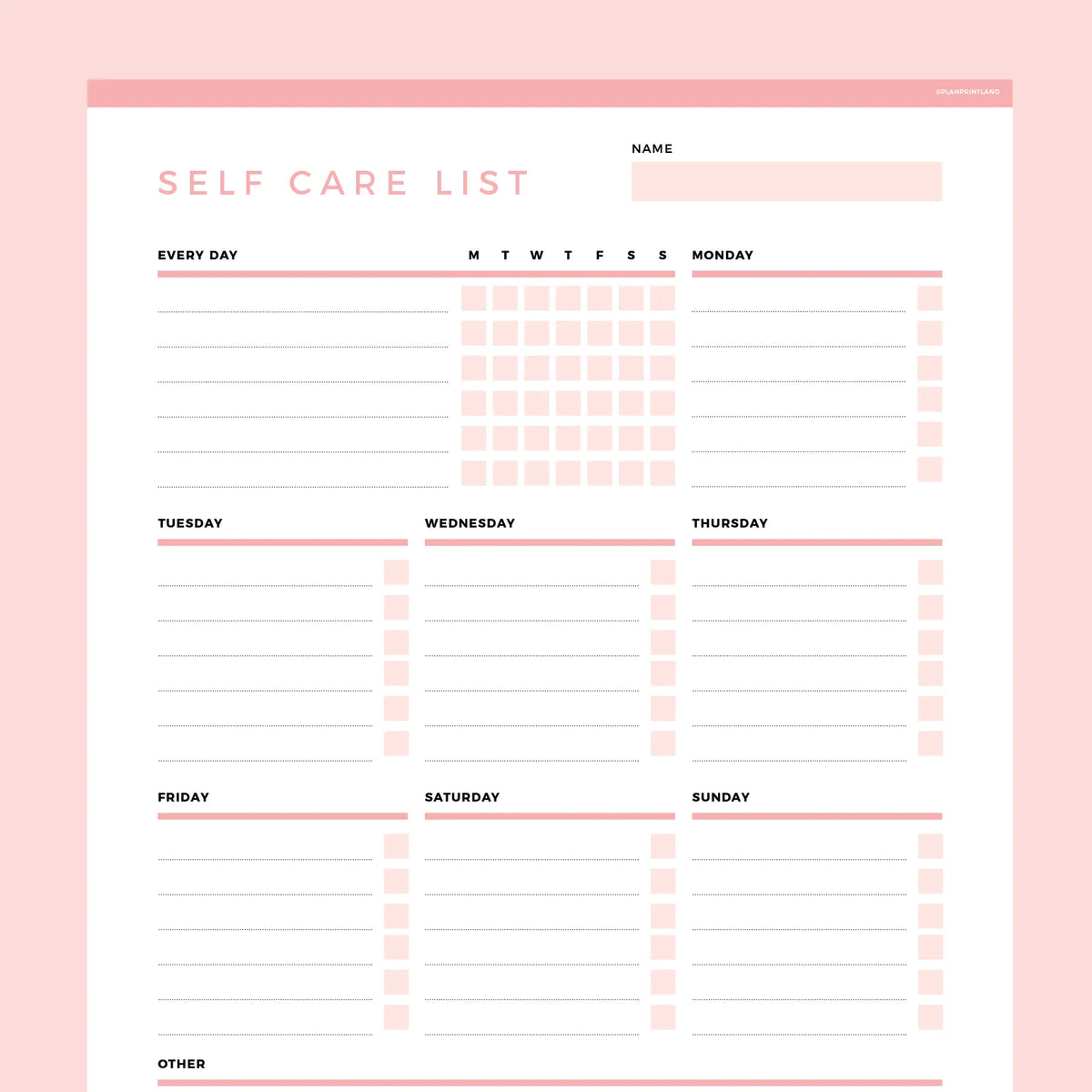 Self Care Checklist Editable | Instant Download Fillable PDF | A4 and ...