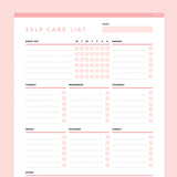 Self Care Checklist Editable - Red