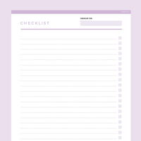 Simple Checklist Editable - Lavendar
