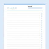 Simple Checklist Editable - Light Blue