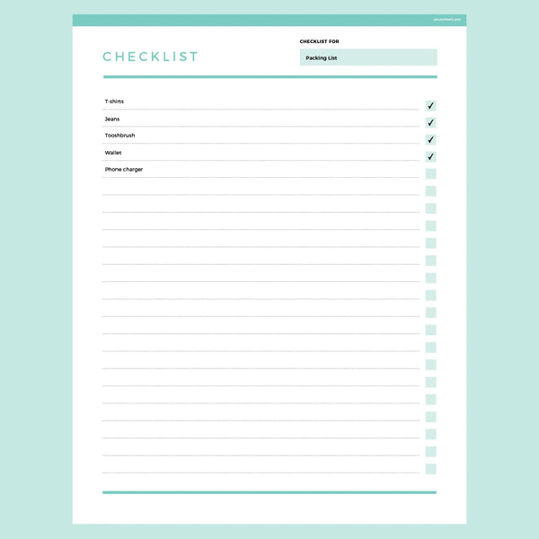 Simple Checklist Editable | Instant Download Fillable PDF | A4 and US ...