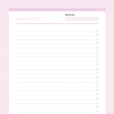 Simple Checklist Editable - Pink