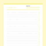 Simple Checklist Editable - Yellow
