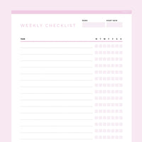Simple Checklist Template Editable - Pink