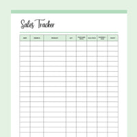 Simple Sales Tracker Printable - Green