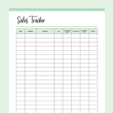Simple Sales Tracker Printable - Green
