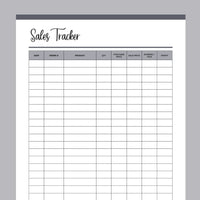 Simple Sales Tracker Printable - Grey