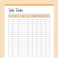 Simple Sales Tracker Printable - Orange