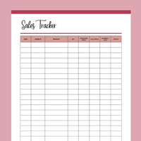 Simple Sales Tracker Printable - Red