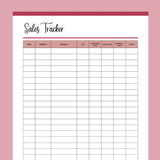 Simple Sales Tracker Printable - Red