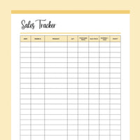 Simple Sales Tracker Printable - Yellow