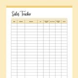 Simple Sales Tracker Printable - Yellow