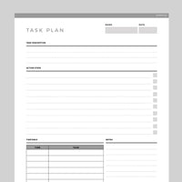 Task Planner Template Editable - Grey