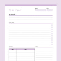 Task Planner Template Editable - Lavendar