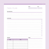 Task Planner Template Editable - Lavendar