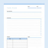Task Planner Template Editable - Light Blue