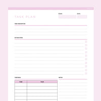 Task Planner Template Editable - Pink