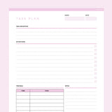 Task Planner Template Editable - Pink