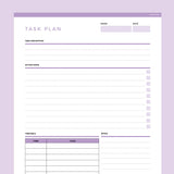 Task Planner Template Editable - Purple