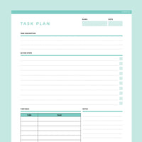 Task Planner Template Editable - Teal