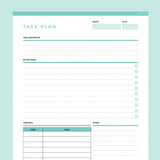 Task Planner Template Editable - Teal