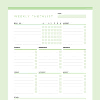 Weekly Checklist Editable - Green