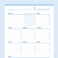 Weekly Checklist Editable - Light Blue