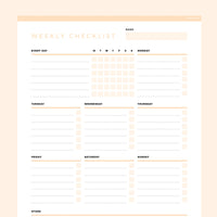 Weekly Checklist Editable | Instant Download Fillable PDF | A4 and US ...