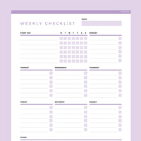 Weekly Checklist Editable - Purple
