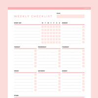 Weekly Checklist Editable | Instant Download Fillable PDF | A4 and US ...