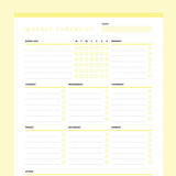 Weekly Checklist Editable - Yellow