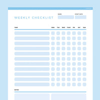 Weekly Checklist Template Editable - Dark Blue