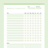 Weekly Checklist Template Editable - Green