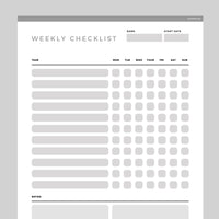 Weekly Checklist Template Editable | Instant Download Fillable PDF | A4 ...