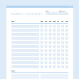 Weekly Checklist Template Editable - Light Blue