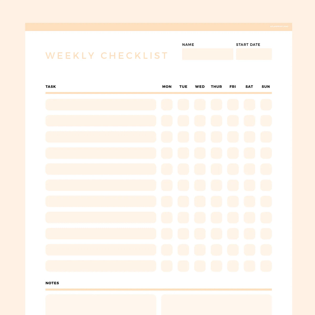 Weekly Checklist Template Editable | Instant Download Fillable PDF | A4 ...