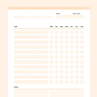 Weekly Checklist Template Editable - Orange