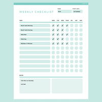 Weekly Checklist Template Editable