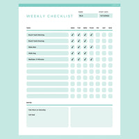 Weekly Checklist Template Editable | Instant Download Fillable PDF | A4 ...