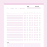 Weekly Checklist Template Editable - Pink