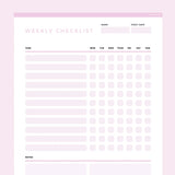 Weekly Checklist Template Editable | Instant Download Fillable PDF | A4 ...