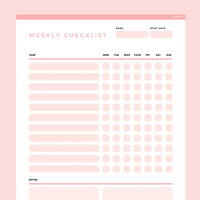 Weekly Checklist Template Editable - Red